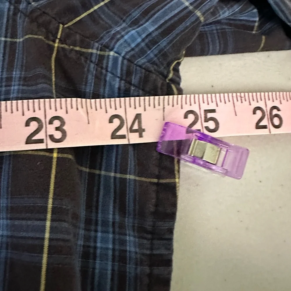 Banana Republic Men's Black and Blue plaid long sleeveShirt Size XL‎ button down